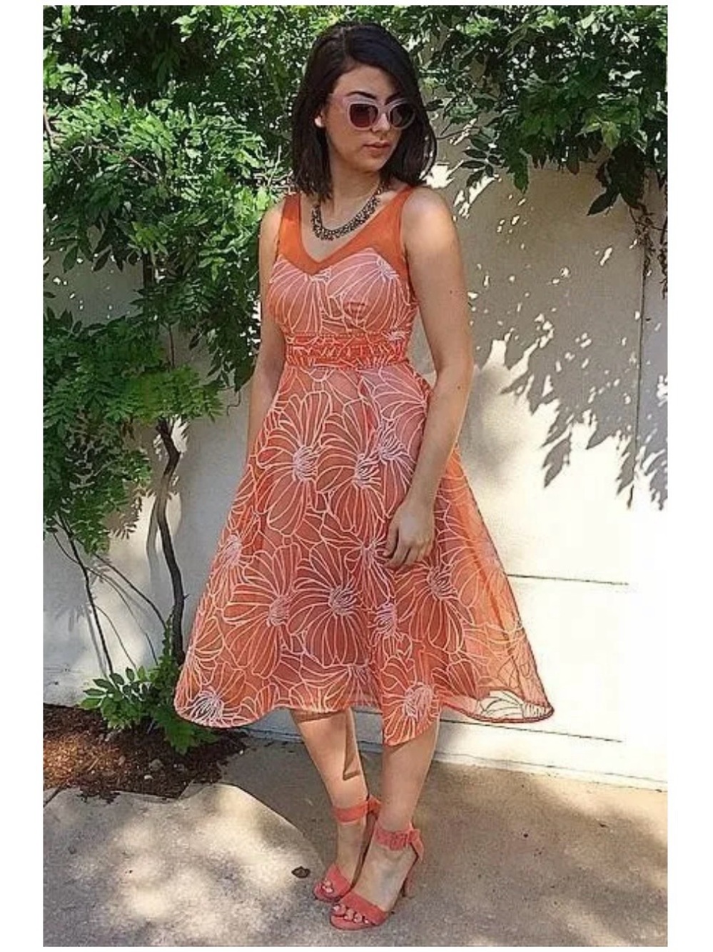 Anthropologie Moulinette Soeurs Calendula Orange Embroidered Organza Dress 4 - Picture 13 of 13